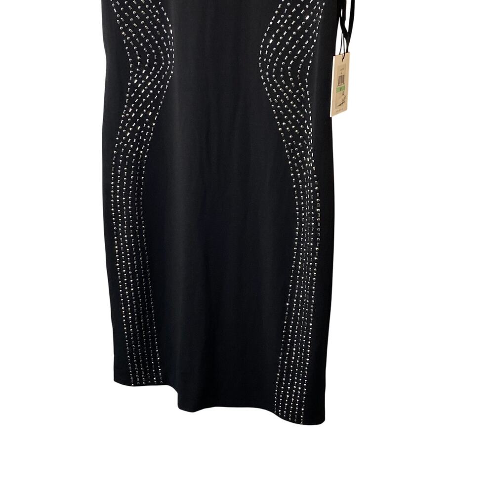 Calvin Klein Black Silver Studded Bodycon Mini Dress Women's 8 Petite 8P NEW - Picture 6 of 12